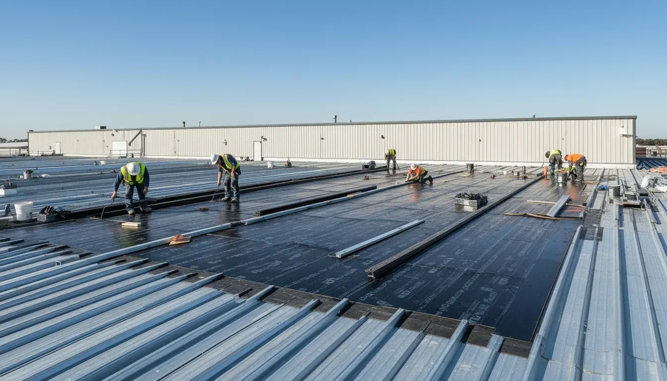 Étanchéité bac acier sur bâtiment industriel dans l'Hérault